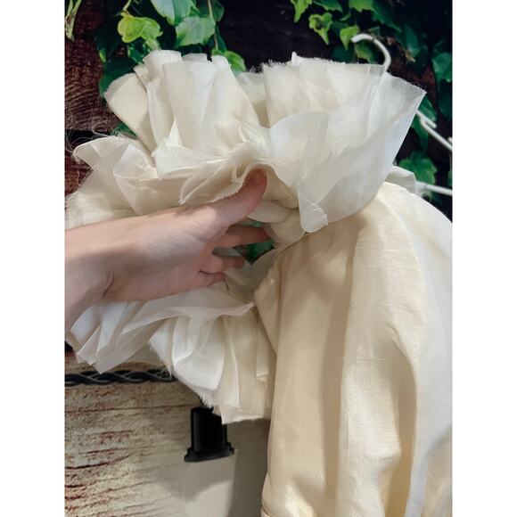 House of CB Agatha Ivory Organza Dress Puff Sleeve Sweetheart Belted Mini Small - Picture 7 of 9